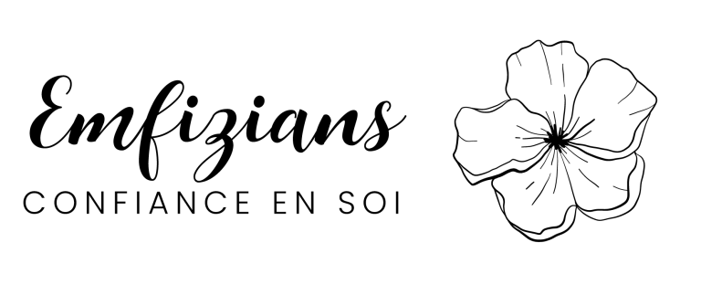 logo emfizians Logo d'Emfizians avec le texte "Confiance en soi" et une fleur stylisée.